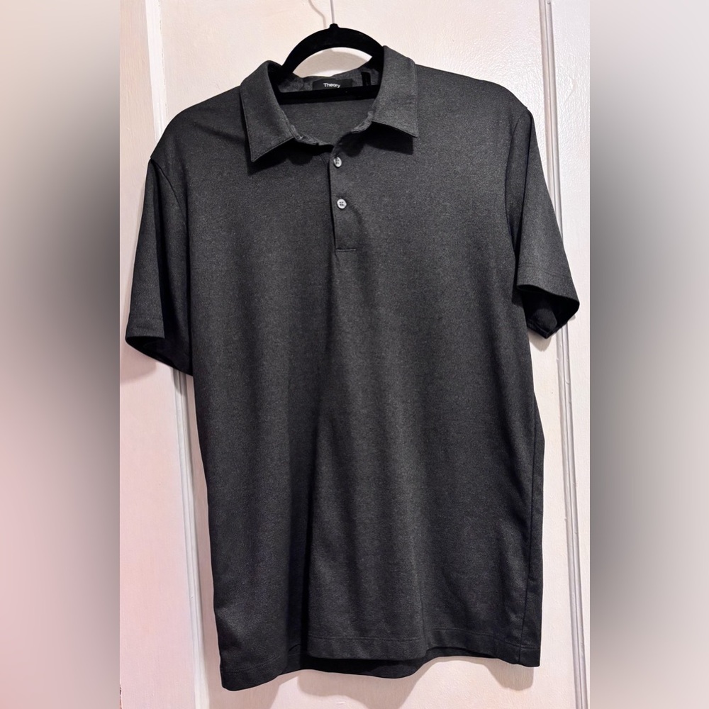 THEORY Men's Polo Shirt sz Medium Dark Gray